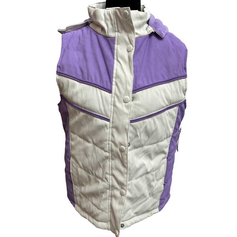 Vintage Y2K Big Chill Puffer Vest NWT Girls 14 Womens XS Colorblock Purple NOS